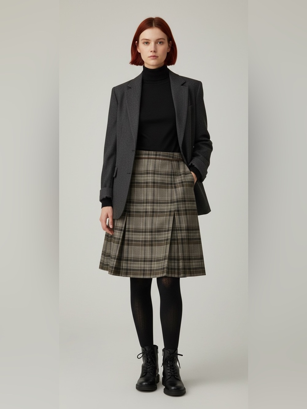 Vintage 90’s Arnold Palmer Korean Plaid Pleated Midi Skirt Size 8/10 Tartan